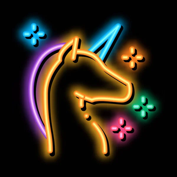 Lgbt unicórnio neon brilho ícone ilustração — Vetor de Stock