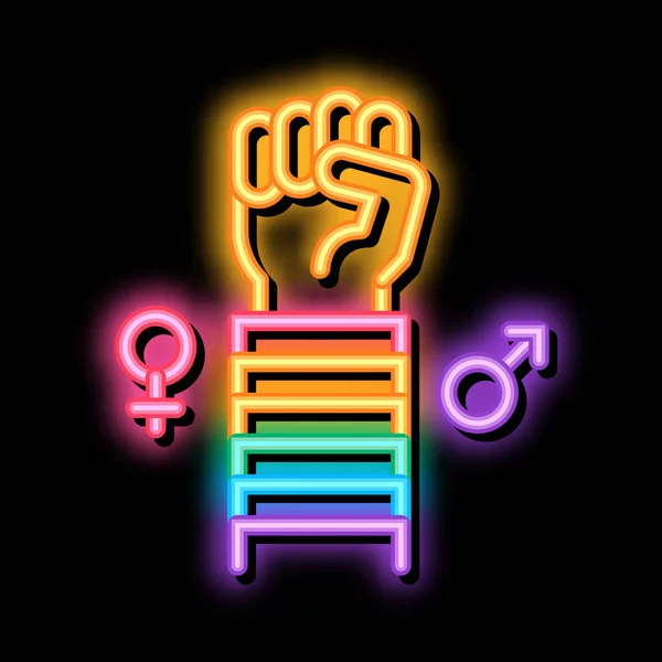 Lgbt human hand gesture neon glow icon illustration — Stock Vector