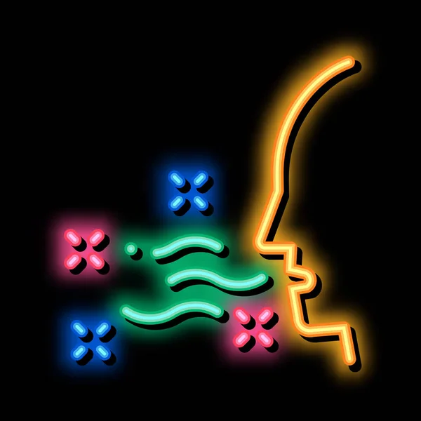 Bra andedräkt neon glöd ikon illustration — Stock vektor