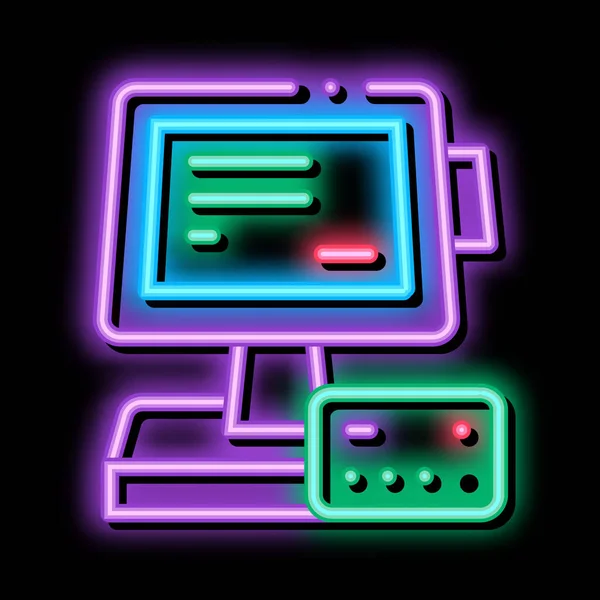 Pos terminal display och kort neon glöd ikon illustration — Stock vektor