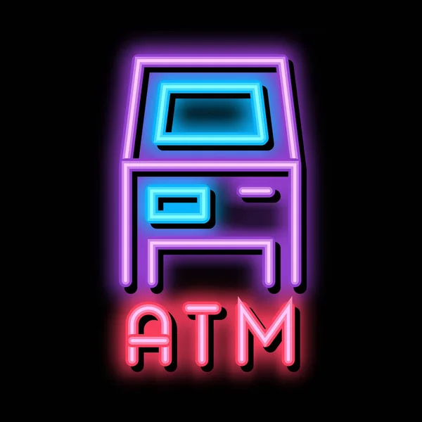 ATM terminal neón brillo icono ilustración — Vector de stock