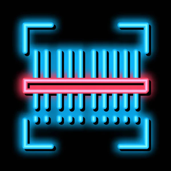 Webshop skanning streckkod neon glöd ikon illustration — Stock vektor