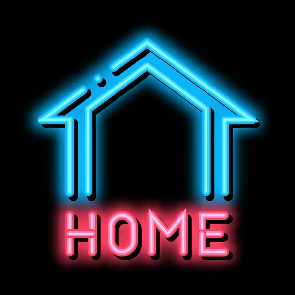 Webshop home button neon glow icon illustration — Stockvektor