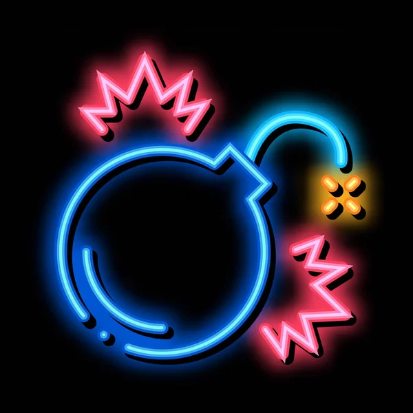Vuurwerk bom neon gloeien pictogram illustratie — Stockvector