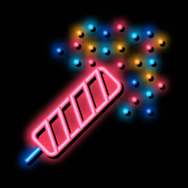 Ohňostroj cracker neon záře ikona ilustrace — Stockový vektor