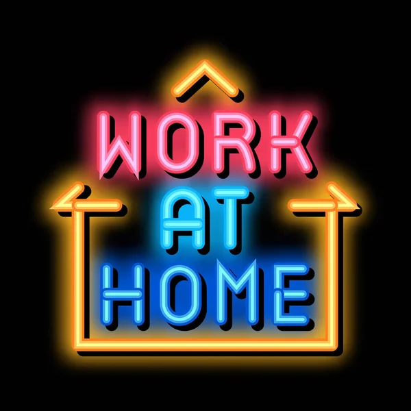 Work at home neon glow icon illustration — Stockvektor