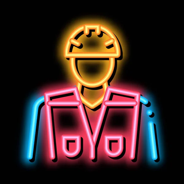 Profesja budowniczy neon świecące ikona ilustracja — Wektor stockowy