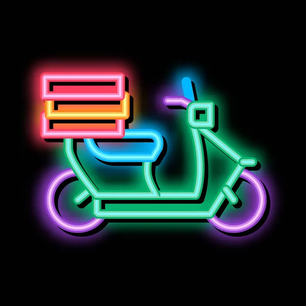 Dostawy żywności motocykl neon blask ikona ilustracja — Wektor stockowy