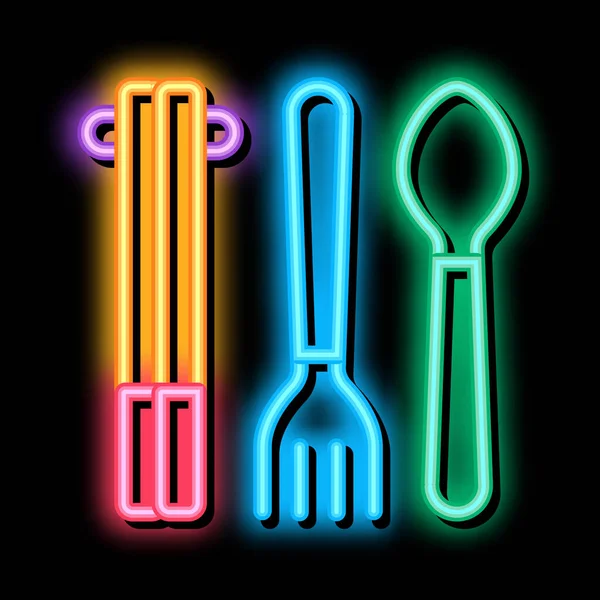 Alimento utensílio neon brilho ícone ilustração —  Vetores de Stock