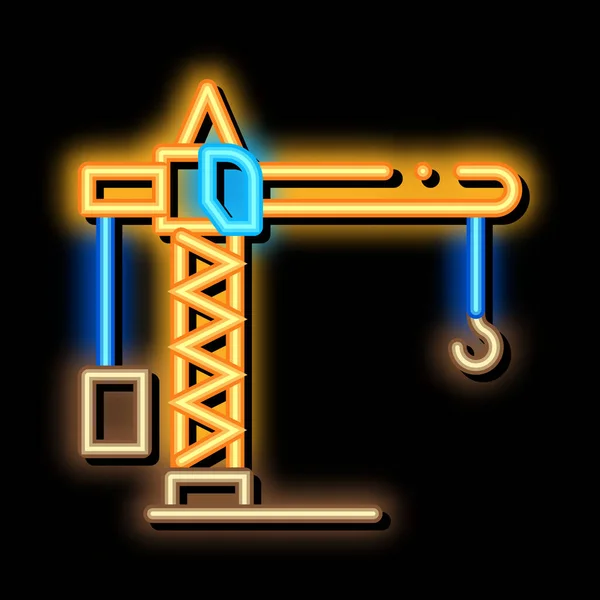 Crane construction neon glow icon illustration — Stock Vector