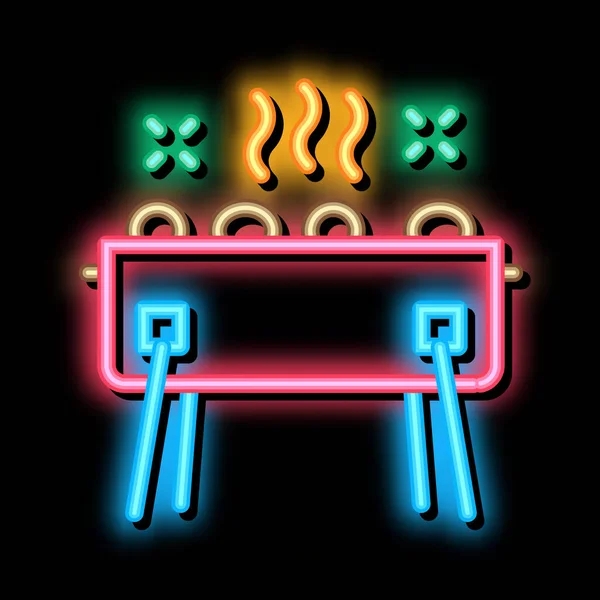 Bbq lödder neon glöd ikon illustration — Stock vektor