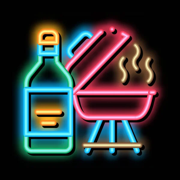 Líquido de chama para bbq neon brilho ícone ilustração —  Vetores de Stock