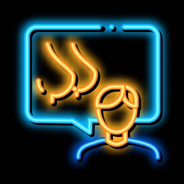 İnsanlar memeler hakkında konuşuyor neon ışıklı ikon çizimi