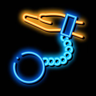 Neon parıltısı resimlemesini yüklemek için elleri zincirlenmiş