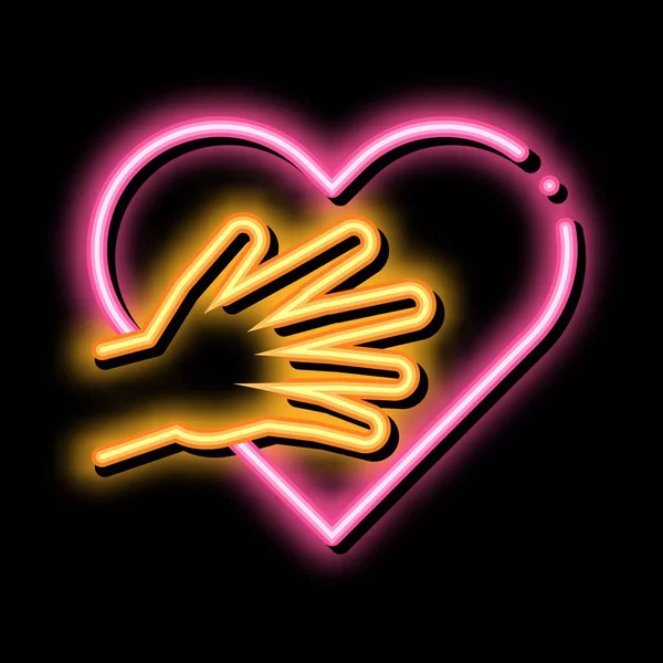 Touch heart neon glow icon illustration — Stockvektor