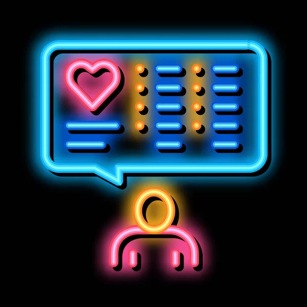 Emberi beszéd az egészséges élet neon ragyogás ikon illusztráció — Stock Vector