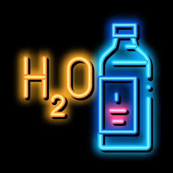 물 h2o 물병 네온빛나는 아이콘 삽화 — 스톡 벡터