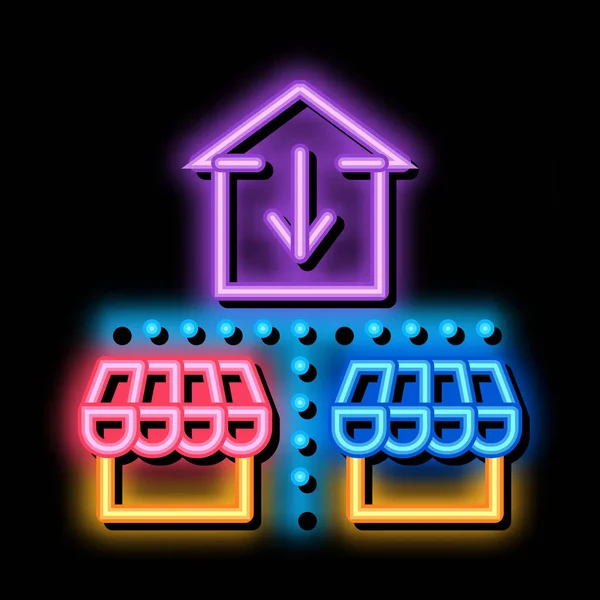 Biznes sklep konkurencji neon blask ikona ilustracja — Wektor stockowy