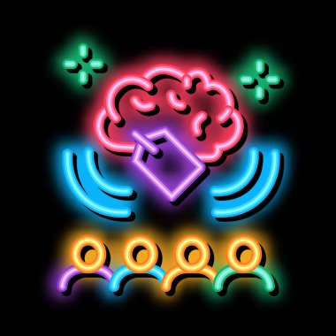 Fiyat insanlar beyin fırtınası neon ışıklı ikon illüstrasyonu