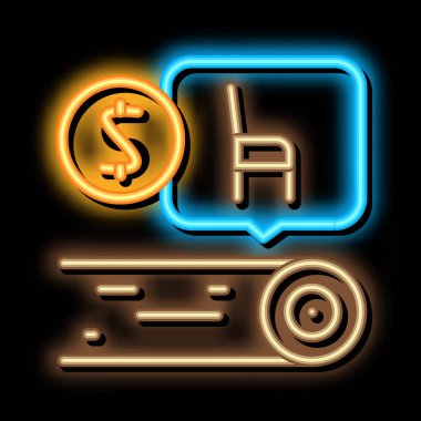 Ahşap mobilya fabrikası neon ışıklı ikon illüstrasyonu