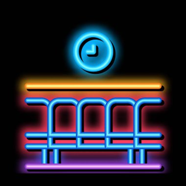 Demiryolu istasyonu Neon Işıltısı ikon illüstrasyonunu bekliyor