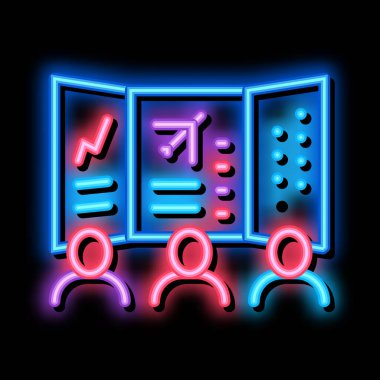 Hava seyir memuru neon ışıklı ikon resimlemesi