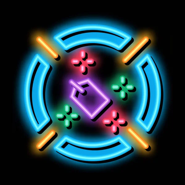 Etikett mål neon glöd ikon illustration — Stock vektor
