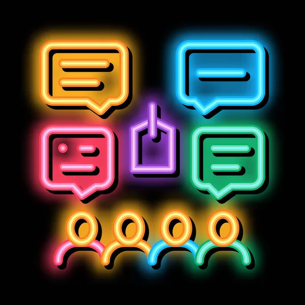 İnsanlar fiyat neon ışıklı ikon illüstrasyonunu tartışıyor