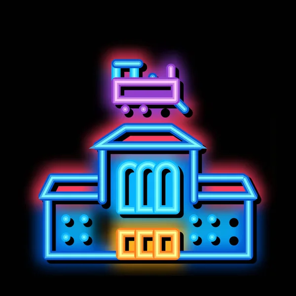 Järnvägsstationen neon glöd ikon illustration — Stock vektor