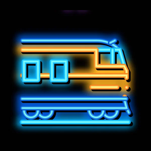 Заміський електричний поїзд неонове сяйво ілюстрація іконка — стоковий вектор