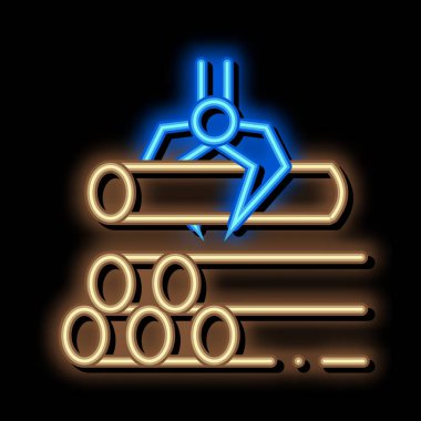 Kereste makinesi yükleniyor neon parıltısı simgesi resimleme