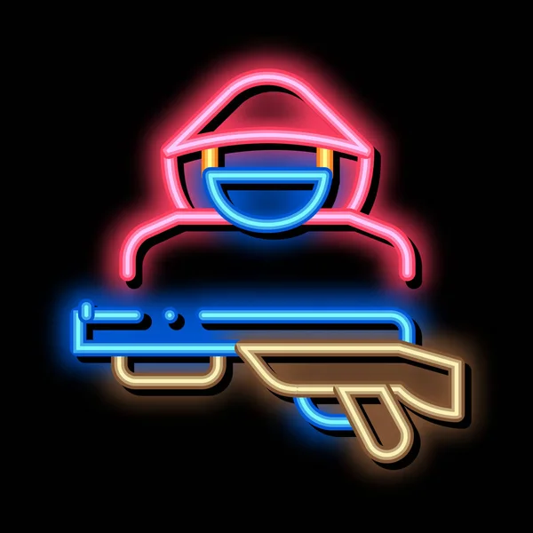 Animal poacher neon glow icon illustration — Stockvektor