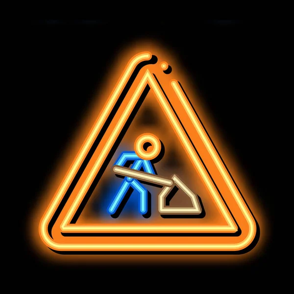 Road repair mark neon glow icon illustration — Stock Vector