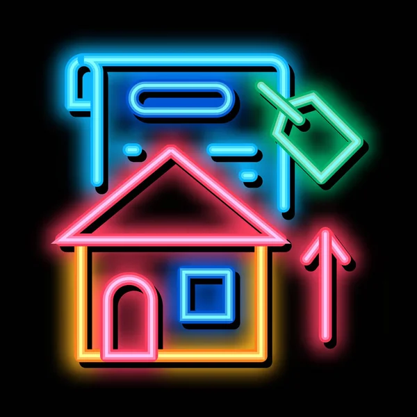 Inwestycja w domu neon blask ikona ilustracja — Wektor stockowy