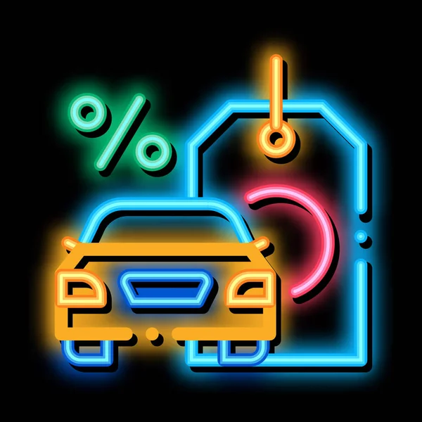 Acquisto auto a interesse neon bagliore icona illustrazione — Vettoriale Stock