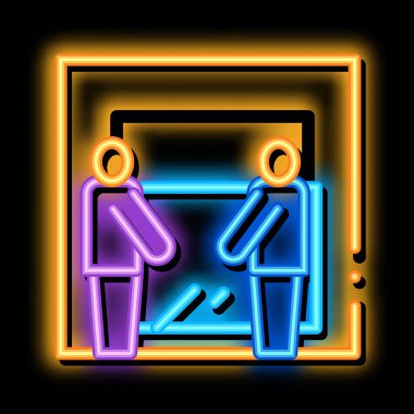 Nakliyecilerin elinde cam neon ışıklı ikon çizimi var