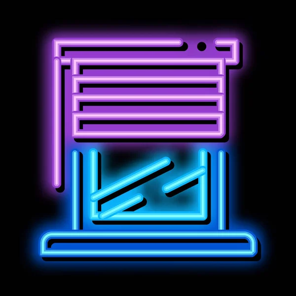 Fönster med fönsterluckor neon glöd ikon illustration — Stock vektor