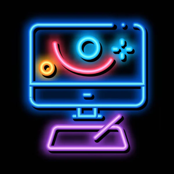 Motion projection in action neon glow icon illustration — Stockvektor