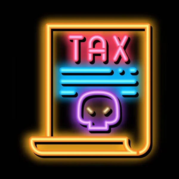 Ilustrace ikony neonové záře daňového dokumentu — Stockový vektor
