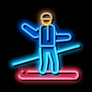 snowboardcu slalom neon parlaklık simgesi illüstrasyonu