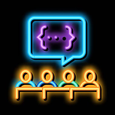 İzleyiciler neon ışıklı ikon illüstrasyonunu ifade ediyor