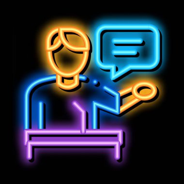 Seminer konuşmacısı neon ışıklı simge illüstrasyonu