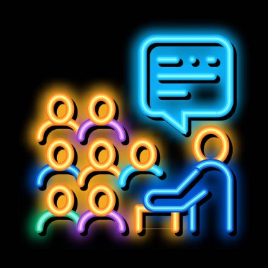 Tribün neon ışıltısı resimlemesinden hoparlör konuşması