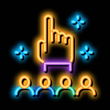 parmak hareketi ve izleyici neon ışıklı ikon illüstrasyonuName