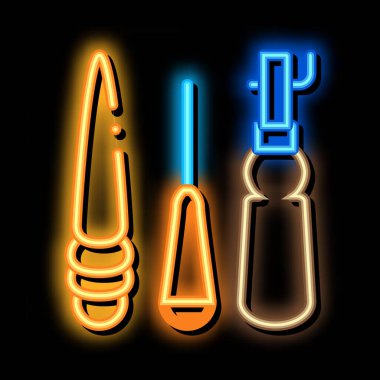 deri onarım araçları neon parlaklık simgesi resimleme