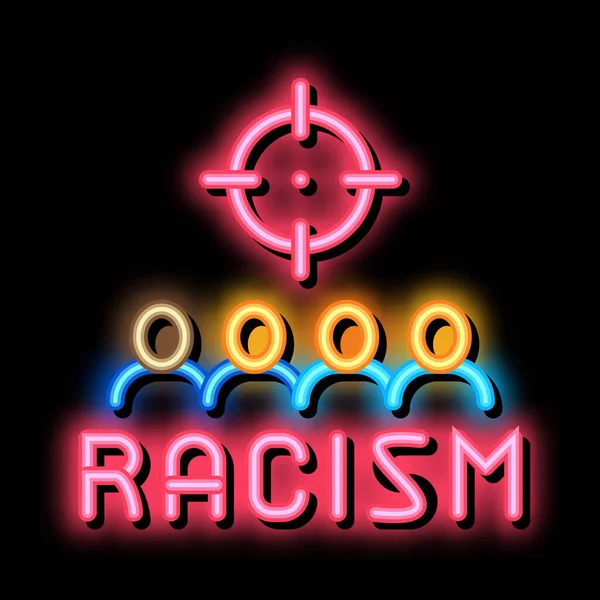 Racism target aim neon glow icon illustration — Stock Vector