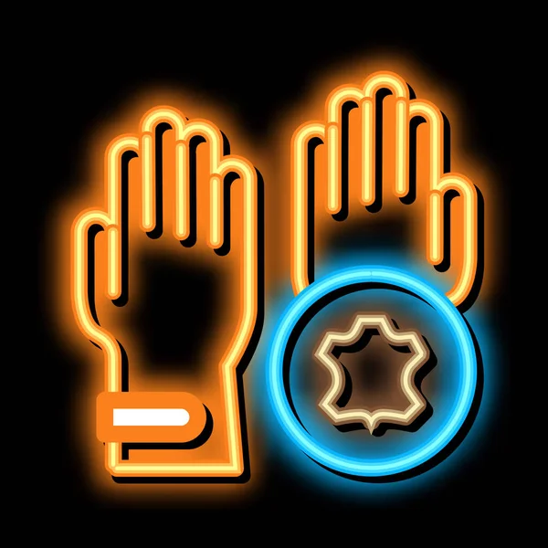 Leather gloves neon glow icon illustration — Stock Vector