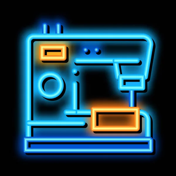 Máquina de costura ícone de brilho de néon ilustração —  Vetores de Stock