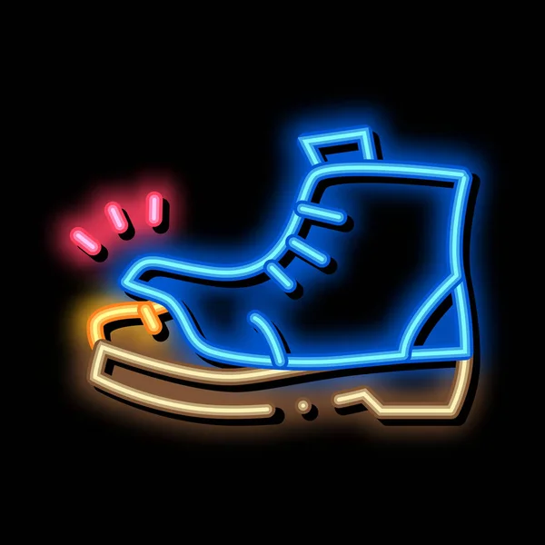 Homeless torn boot neon glow icon illustration — Stock Vector