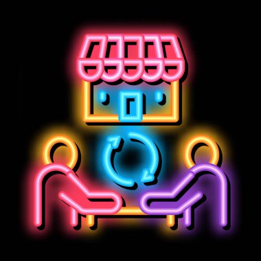 Bayilik ortaklığı neon ışıklı ikon illüstrasyonu